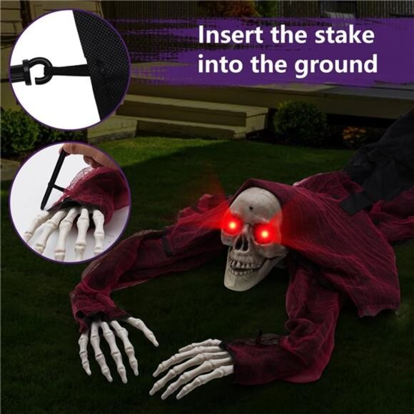 New Halloween Outdoor Decor Animated Groundbreaker Zombie with Flashing Eyes and - Picture 5 of 7